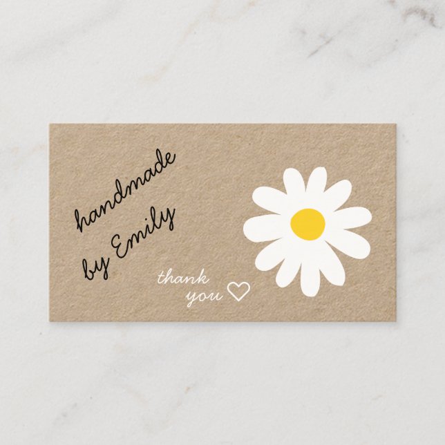 Tarjeta De Visita Me encanta Daisy Handmade Por Nombre Con Social Me (Anverso)