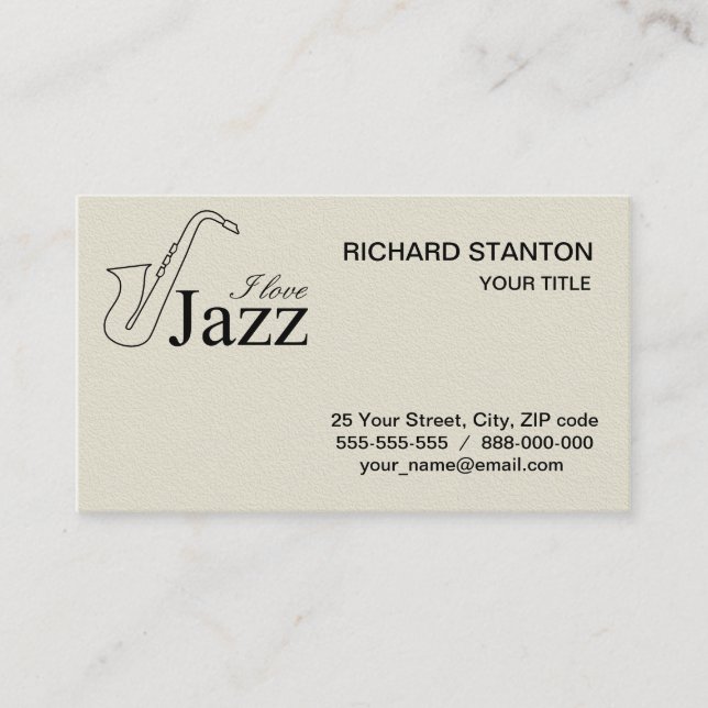 Tarjeta De Visita Me encanta el jazz (Anverso)