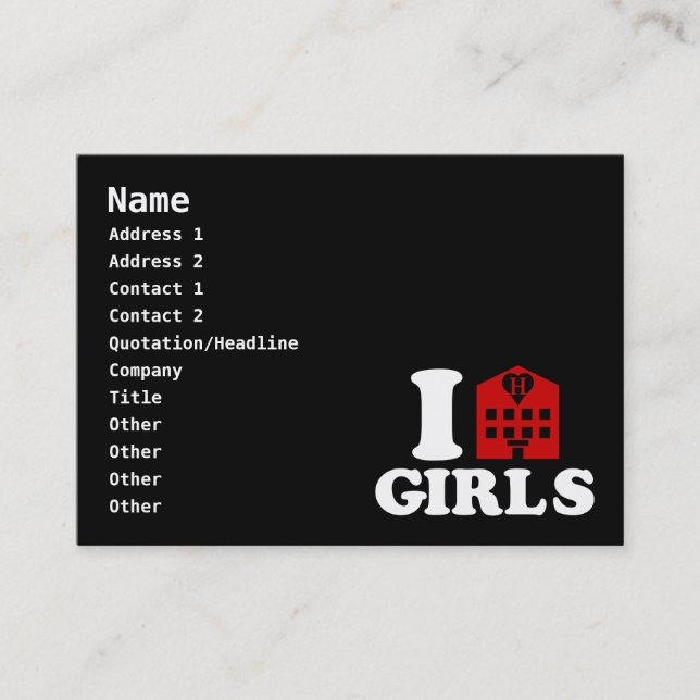 Tarjeta De Visita Me encantan los Chicas de los hoteles (Anverso)