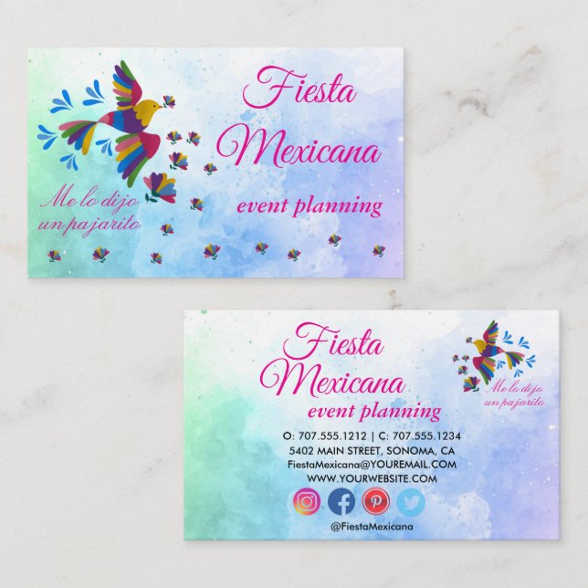 Tarjeta De Visita "Me lo dijo un pajarito" Arte  Mexicano Estándar (Anverso / Reverso)