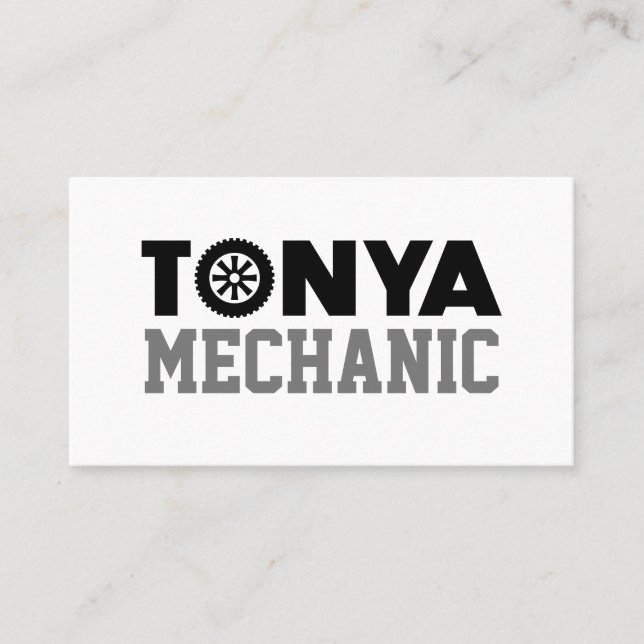 Tarjeta de visita mecánica de Tonya (Anverso)