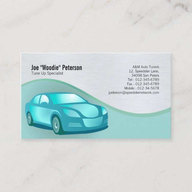 Tarjeta de visita mecánica Sedan Car Silhouette (Anverso)
