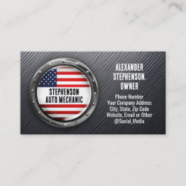 Tarjeta De Visita Mecánico Automático del Auto de la Bandera Metaliz