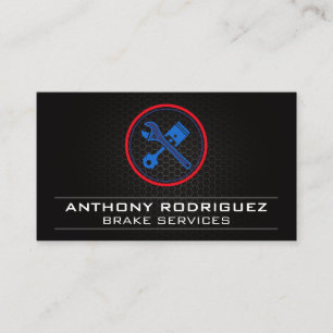 Tarjeta De Visita Mecánico automático   Logotipo de los pistones de