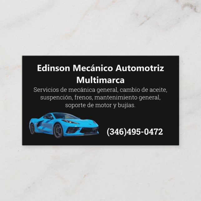 Tarjeta De Visita Mecánico Automotriz (Anverso)