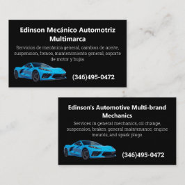 Tarjeta De Visita Mecánico Automotriz Mecánico Español Inglés