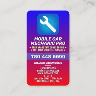 TARJETA DE VISITA MECÁNICO AUTOMOTRIZ MÓVIL Y REPARACIÓN DE AUTOS