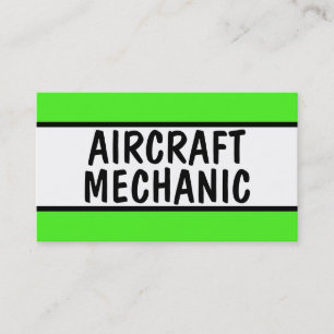 Tarjeta De Visita Mecánico de aeronaves Neon Green