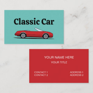 Tarjeta De Visita Mecánico de Automóviles de Coche Rojo Clásico