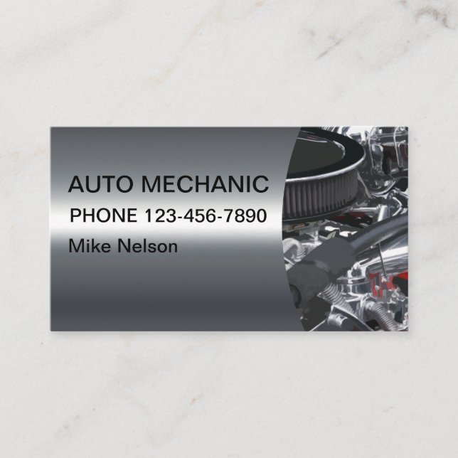 Tarjeta De Visita Mecánico de automóviles metálico fresco de la (Anverso)