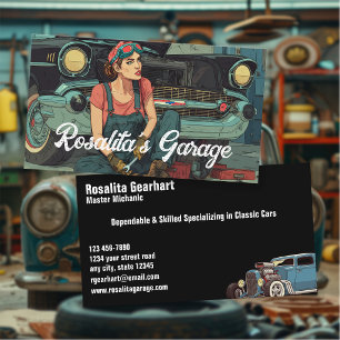 Tarjeta De Visita Mecánico de Autos Retro