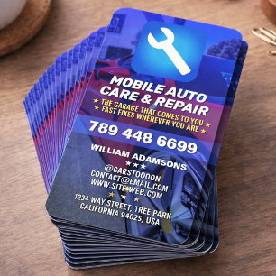 Tarjeta De Visita MECÁNICO DE COCHE MÓVIL Y REPARACIÓN DE AUTOS Pr