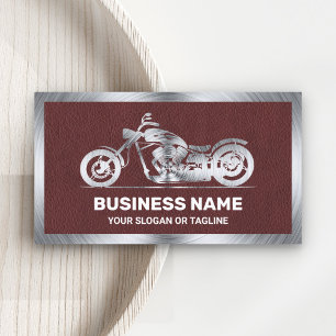 Tarjeta De Visita Mecánico de motocicleta de cuero marrón acero