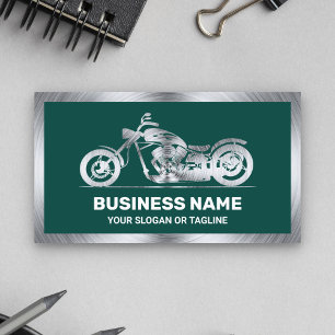 Tarjeta De Visita Mecánico de motocicletas de acero verde oscuro