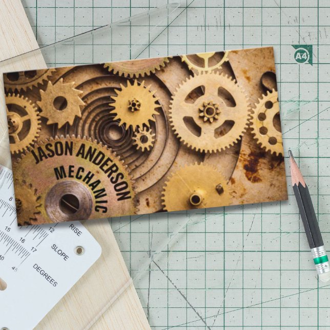 Tarjeta De Visita Mecánico de reparación automática de engranajes in (Industrial Gear Auto Repair Automotive Mechanic Business Card)