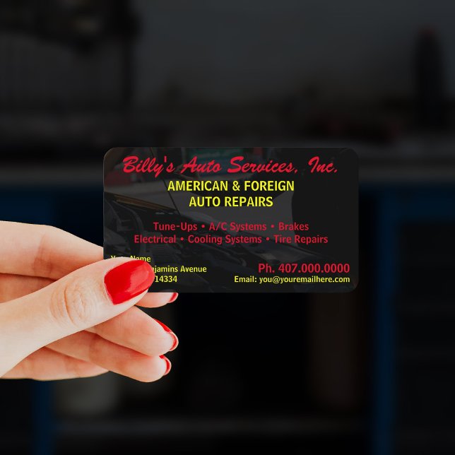 Tarjeta De Visita Mecánico De Reparación De Automóviles De 2 Lados D (achieve higher visibility with these mechanic auto repair business cards.)