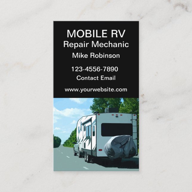Tarjeta De Visita Mecánico de reparación de motohome RV móvil (Anverso)