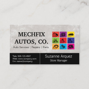 Tarjeta De Visita Mecánico   Departamento de Servicio de Autos