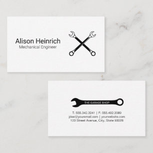 Tarjeta De Visita Mecánico   Ingeniero   Tienda de garaje   Wrenches