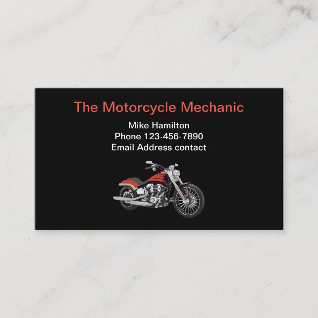 Tarjeta De Visita Mecánico moderno de motocicletas Guay (Anverso)