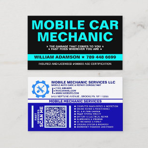 TARJETA DE VISITA MECÁNICO MÓVIL   CUIDADO DEL AUTO Y REPARACIÓN DE 