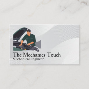 Tarjeta De Visita Mecánico trabajando en motor Cuidado del automóv