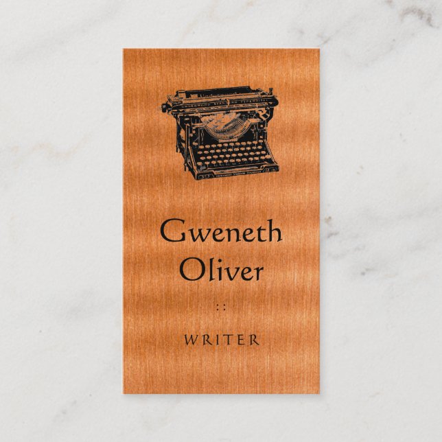 Tarjeta De Visita Mecanografíe la máquina de la escritura en la (Anverso)