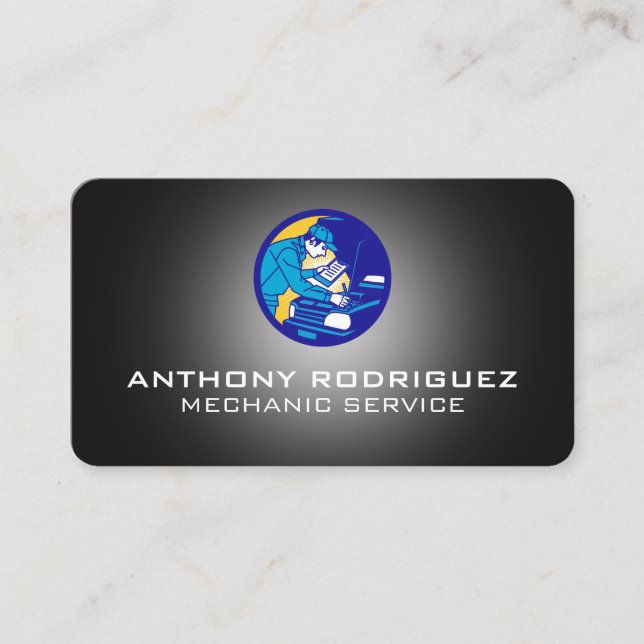 Tarjeta De Visita Mechanic Working on Car Graphics (Anverso)