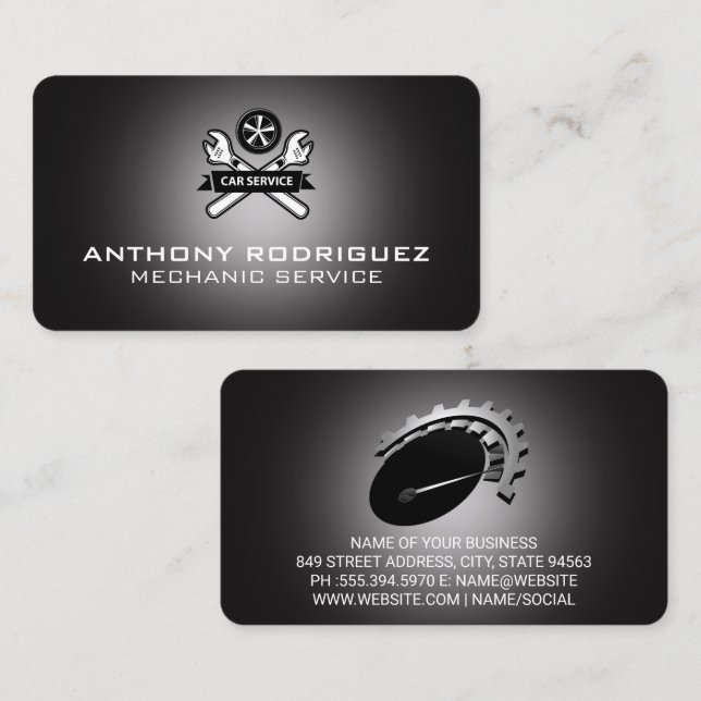 Tarjeta De Visita Mechanic Wrench Car Repair Logo (Anverso / Reverso)