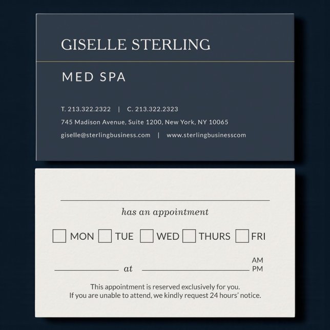 Tarjeta De Visita Med Spa Office Appointment Reminder (Subido por el creador)