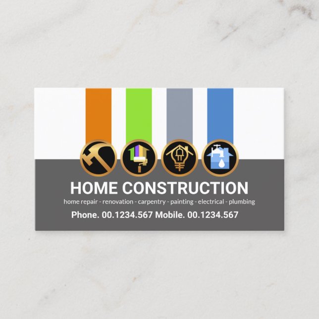 Tarjeta De Visita Medallas para la construcción para la renovación d (Anverso)