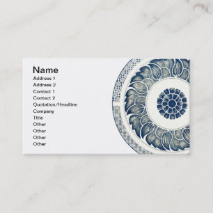 Tarjeta De Visita Medallón Chino: Chinoiserie Azul Índigo