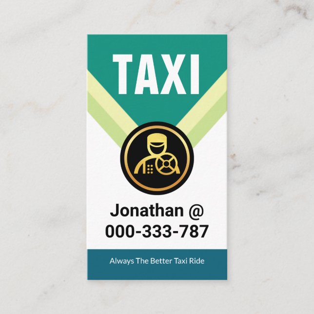 Tarjeta De Visita Medallón de Taxista de Oro Chauffeur (Anverso)