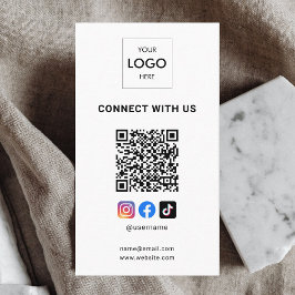 Tarjeta De Visita Media social QR Código logotipo moderno Blanco