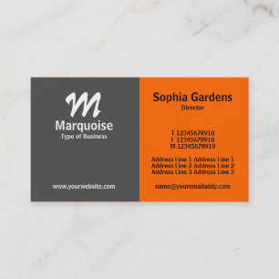 Tarjeta De Visita Media y media - Gris y Naranja