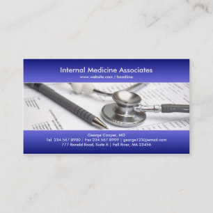 Tarjeta de visita médica azul elegante