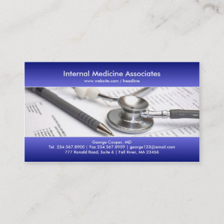 Tarjeta de visita médica azul elegante