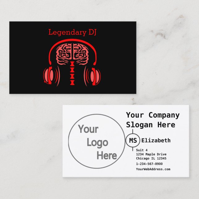 Tarjeta De Visita Médica Brain Tejido Escuchando música (Anverso / Reverso)