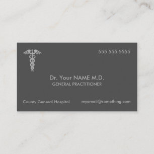 Tarjeta De Visita Médica Caduceus Gray
