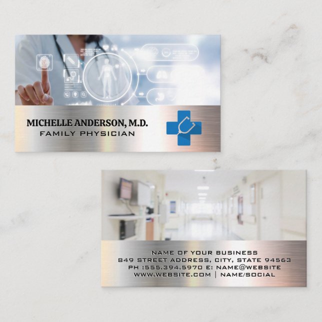 Tarjeta De Visita Médica con tecnología | Logotipo médico (Anverso / Reverso)