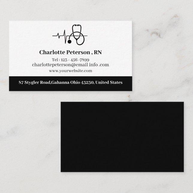 Tarjeta De Visita Médica de Enfermeras de latido (Anverso / Reverso)