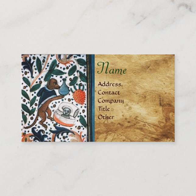 Tarjeta De Visita MÉDICA DE PERRO CON Monograma de pergamino KITTEN (Anverso)