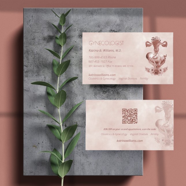 Tarjeta de visita médica floral moderna OB/GYN (Subido por el creador)