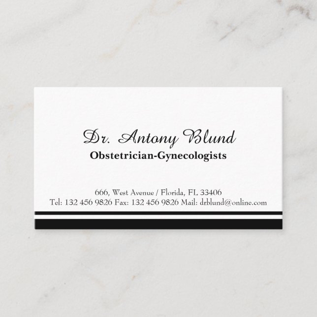 Tarjeta De Visita Médica Ginecólogo Obstetricista OBGYN Elegante (Anverso)
