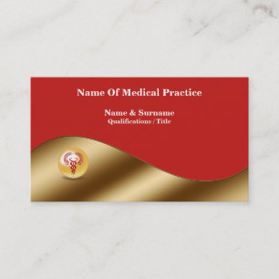 Tarjeta De Visita médica médico elegante y dorado caduceus