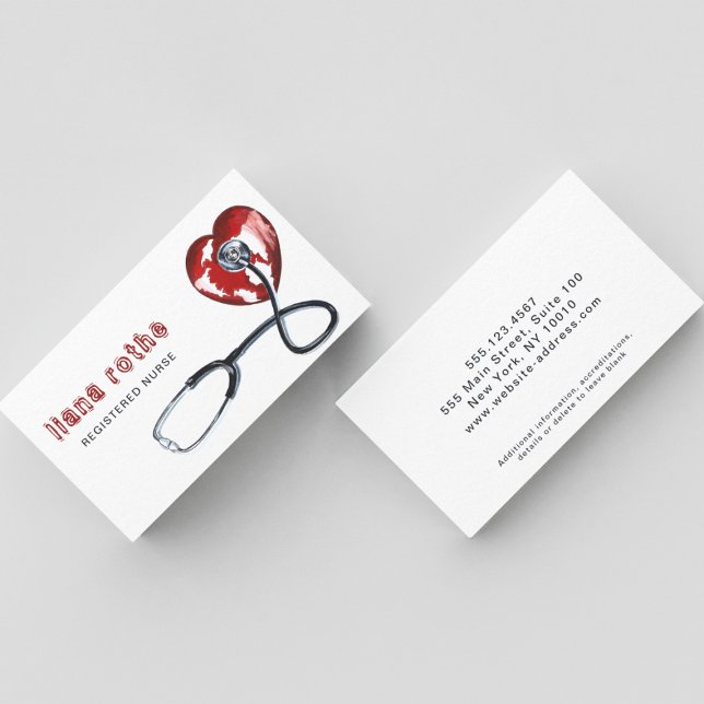 Tarjeta De Visita Médica médico Enfermera estetioscopio Corazón (Subido por el creador)
