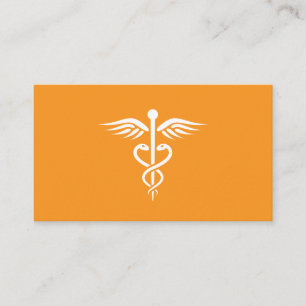 Tarjeta De Visita médica médico moderno y elegante naranja caduceus