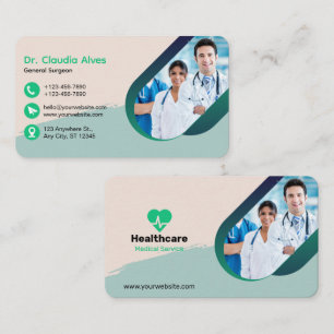 Tarjeta de visita médica moderna creativa y verde 