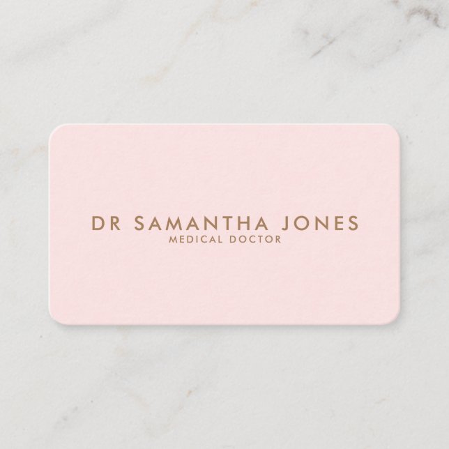 Tarjeta De Visita Médica moderno minimalista rosa profesional (Anverso)