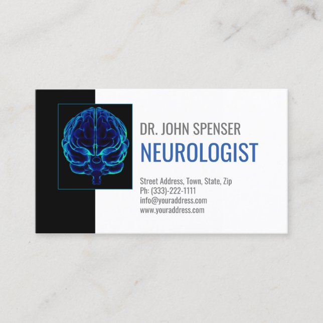 Tarjeta de visita médica Neurologist Blue Brains (Anverso)